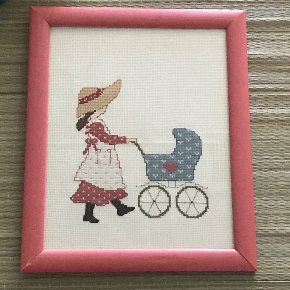 Vintage Cross Stitched Framed Wall Art